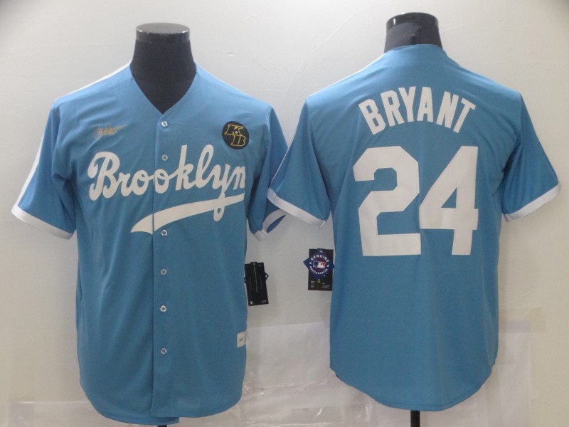 Men's Los Angeles Dodgers Kobe Bryant #24 Light Blue Baseball Jersey